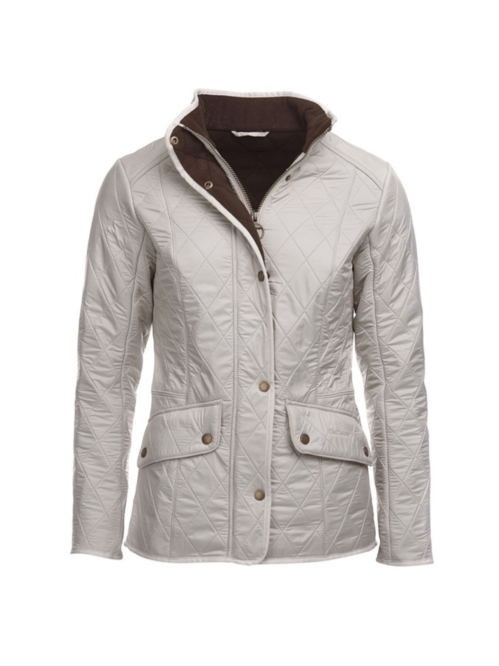 Barbour Cream Quilted Jacket with Brown Contrast Collar